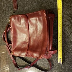 Wine colored leather laptop bag